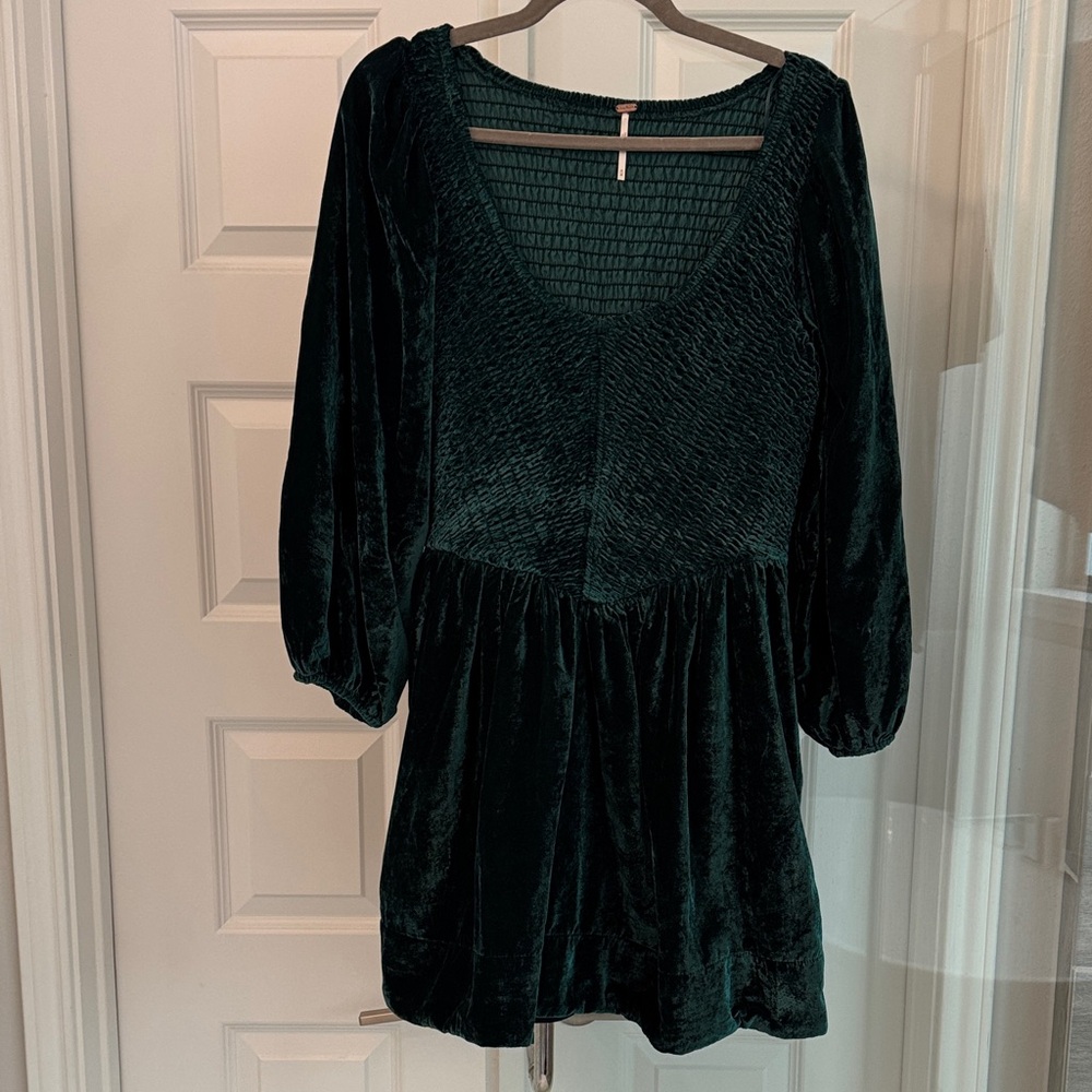 Free People Velvet Dress in Dark Green